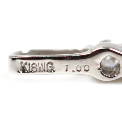 K18WG ホワイトゴールド ステーション ブレスレット ダイヤモンド1.00ct 6.7g 18.5cm レディース【中古】【美品】
