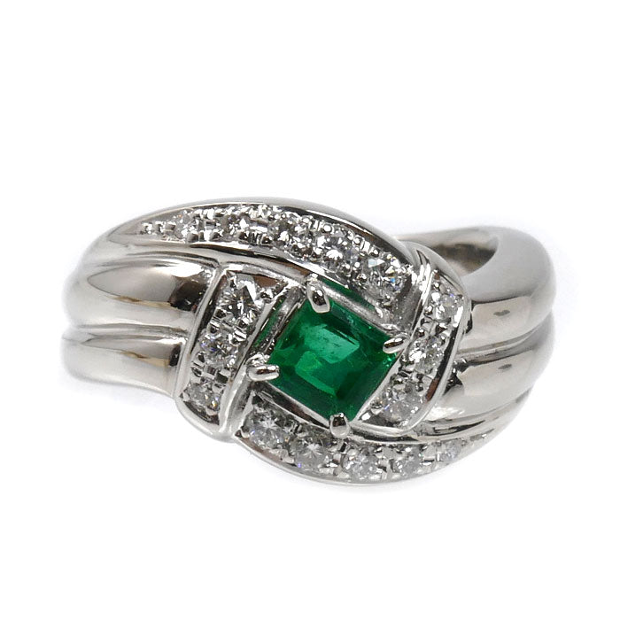 TASAKI タサキ Pt900プラチナ エメラルド ダイヤ リング・指輪 エメラルド0.34ct ダイヤモンド0.25ct 8号 8.1g レディース【中古】【美品】