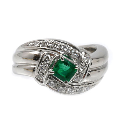 TASAKI タサキ Pt900プラチナ エメラルド ダイヤ リング・指輪 エメラルド0.34ct ダイヤモンド0.25ct 8号 8.1g レディース【中古】【美品】