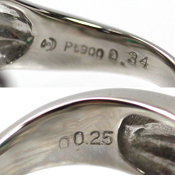 TASAKI タサキ Pt900プラチナ エメラルド ダイヤ リング・指輪 エメラルド0.34ct ダイヤモンド0.25ct 8号 8.1g レディース【中古】【美品】