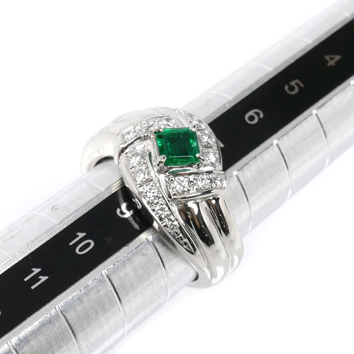 TASAKI タサキ Pt900プラチナ エメラルド ダイヤ リング・指輪 エメラルド0.34ct ダイヤモンド0.25ct 8号 8.1g レディース【中古】【美品】