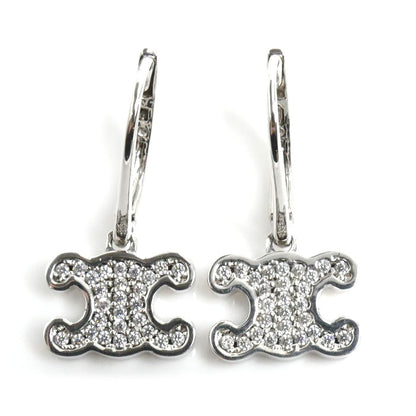 CELINE セリーヌ 真鍮 クリスタル トリオンフ ラインストーン ピアス 460GC6BZI.36SI レディース【中古】