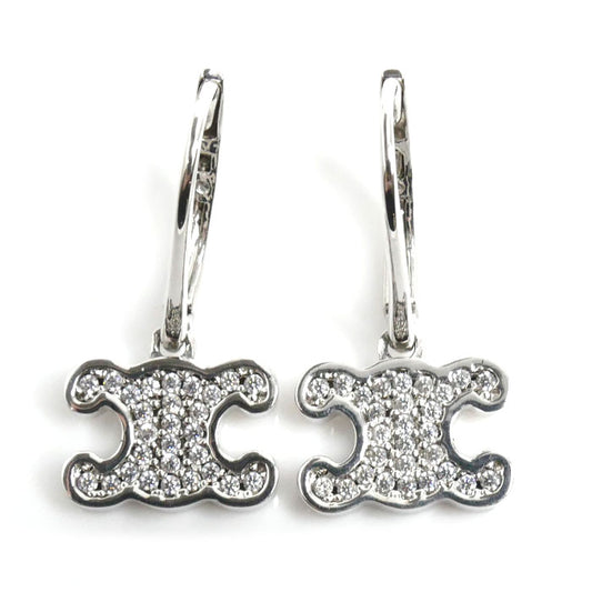 CELINE セリーヌ 真鍮 クリスタル トリオンフ ラインストーン ピアス 460GC6BZI.36SI レディース【中古】