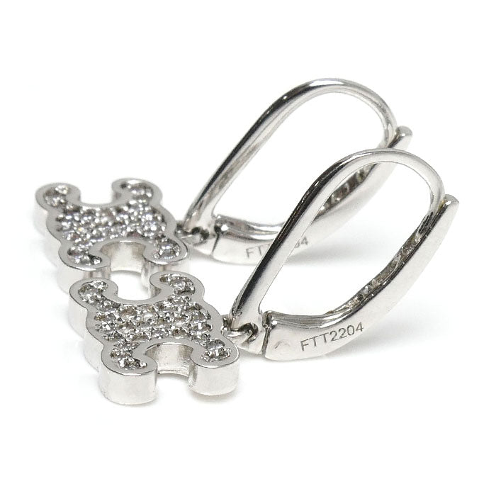 CELINE セリーヌ 真鍮 クリスタル トリオンフ ラインストーン ピアス 460GC6BZI.36SI レディース【中古】