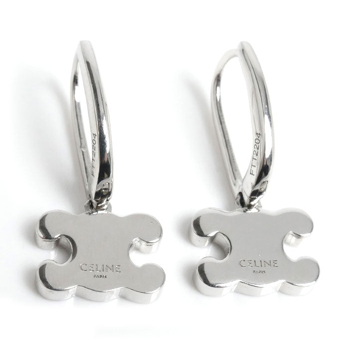 CELINE セリーヌ 真鍮 クリスタル トリオンフ ラインストーン ピアス 460GC6BZI.36SI レディース【中古】