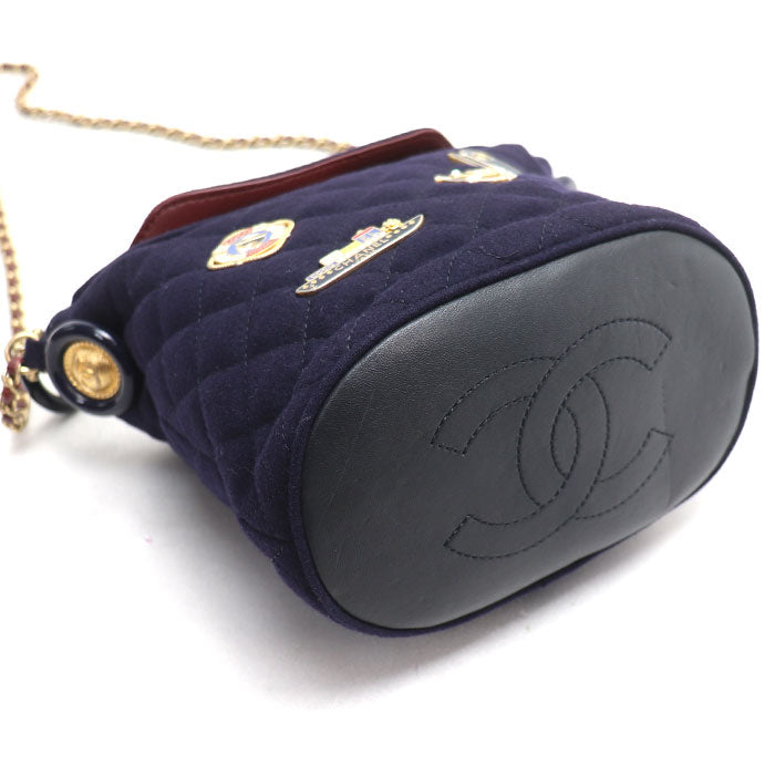 CHANEL シャネル パリハンブルク チェーンショルダー ショルダーバッグ ネイビー A57868 レディース【中古】