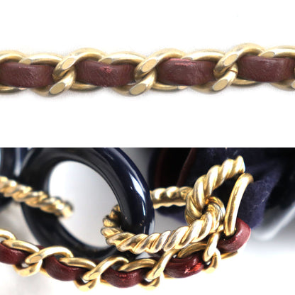 CHANEL シャネル パリハンブルク チェーンショルダー ショルダーバッグ ネイビー A57868 レディース【中古】