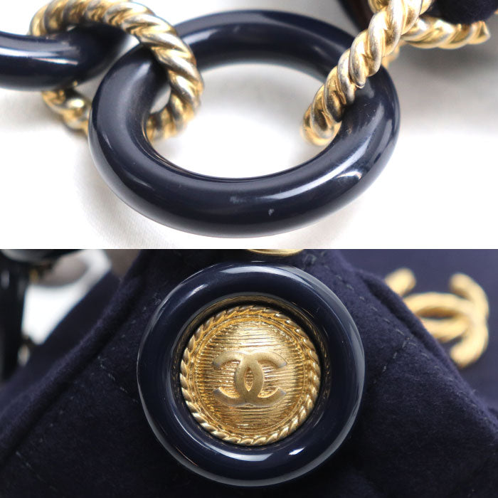 CHANEL シャネル パリハンブルク チェーンショルダー ショルダーバッグ ネイビー A57868 レディース【中古】