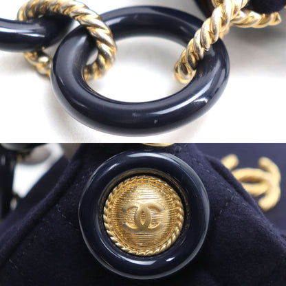 CHANEL シャネル パリハンブルク チェーンショルダー ショルダーバッグ ネイビー A57868 レディース【中古】