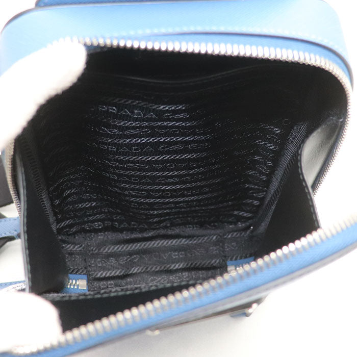 PRADA プラダ ブリック サフィアーノ ワンショルダー ボディバッグ ブルー 2VZ106 メンズ【中古】【美品】