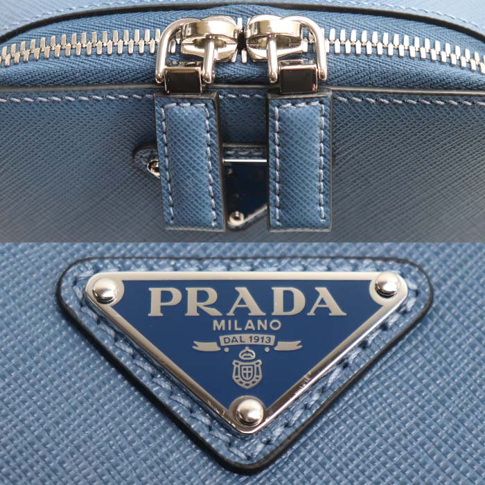 PRADA プラダ ブリック サフィアーノ ワンショルダー ボディバッグ ブルー 2VZ106 メンズ【中古】【美品】