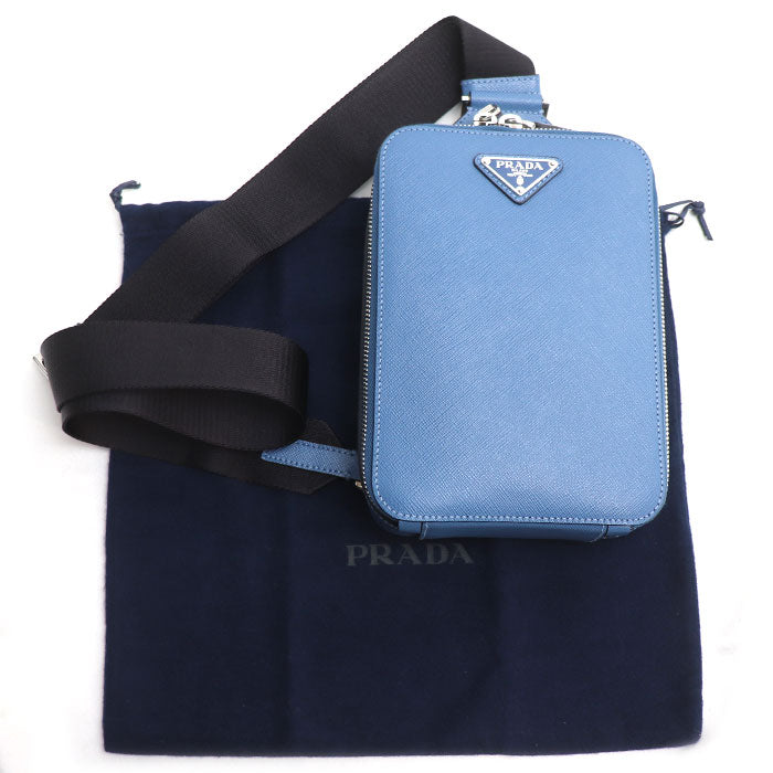 PRADA プラダ ブリック サフィアーノ ワンショルダー ボディバッグ ブルー 2VZ106 メンズ【中古】【美品】
