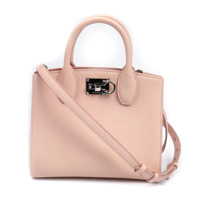 Salvatore Ferragamo サルヴァトーレフェラガモ Studio Box Bag XS 2Wayショルダーバッグ ピンク 211424 レディース【中古】【美品】