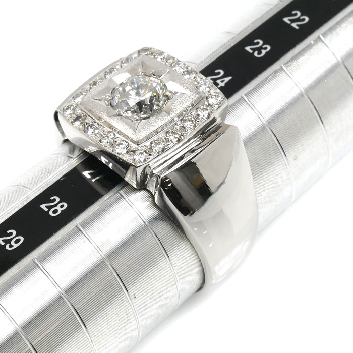 Pt900プラチナ リング・指輪 ダイヤモンド1.078ct/0.42ct 25.5号 29.1g メンズ【中古】【美品】