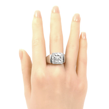 Pt900プラチナ リング・指輪 ダイヤモンド1.078ct/0.42ct 25.5号 29.1g メンズ【中古】【美品】