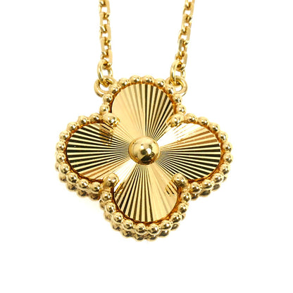 Van Cleef & Arpels ヴァンクリーフ＆アーペル K18YG イエローゴールド ヴィンテージ アルハンブラ ギョーシェ ネックレス ARP4KL00 6.6g 37/42cm レディース【中古】