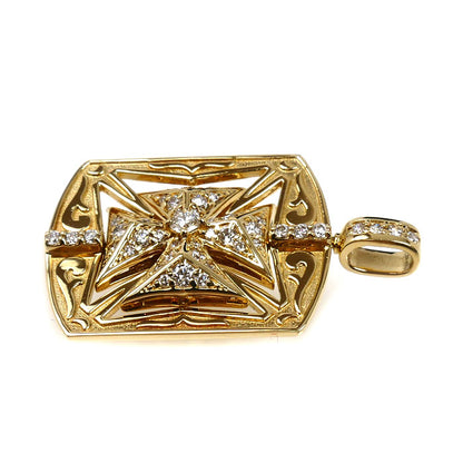 ゆきざき K18YG イエローゴールド グランクロワ 回転式 ペンダントトップ W50185.2.6.5 ダイヤモンド0.57ct 6.8g ユニセックス【中古】【美品】