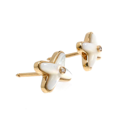 Chaumet ショーメ K18PG ピンクゴールド ジュ ドゥ リアン マザーオブパール ピアス 083469 ダイヤモンド 2.4g レディース【中古】【美品】