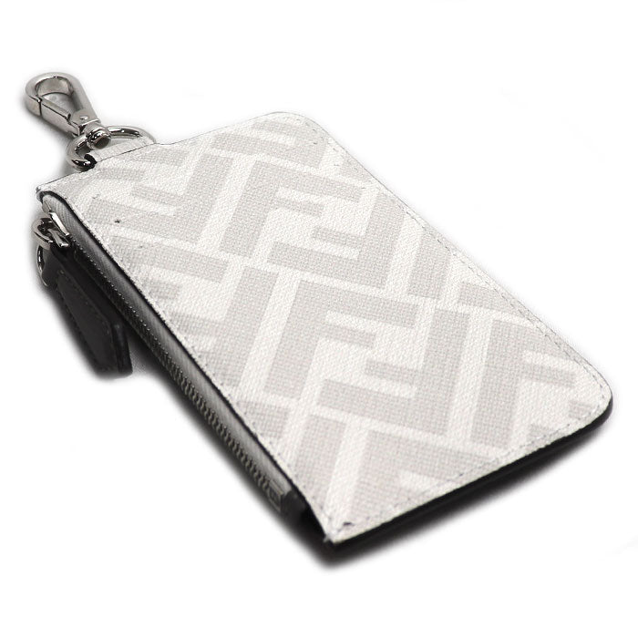 FENDI フェンディ ズッカ カードケース コインケース グレー ホワイト レッド 7M0343 メンズ【中古】【美品】