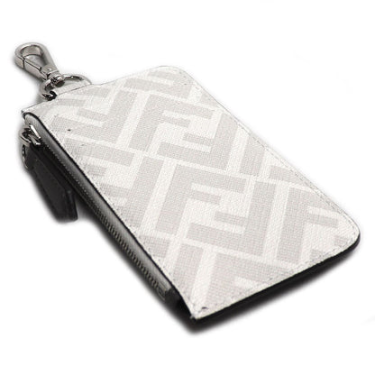 FENDI フェンディ ズッカ カードケース コインケース グレー ホワイト レッド 7M0343 メンズ【中古】【美品】