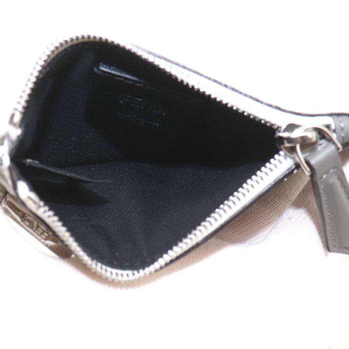 FENDI フェンディ ズッカ カードケース コインケース グレー ホワイト レッド 7M0343 メンズ【中古】【美品】