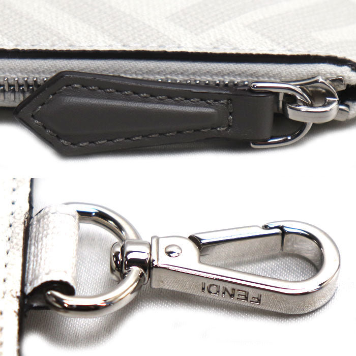 FENDI フェンディ ズッカ カードケース コインケース グレー ホワイト レッド 7M0343 メンズ【中古】【美品】