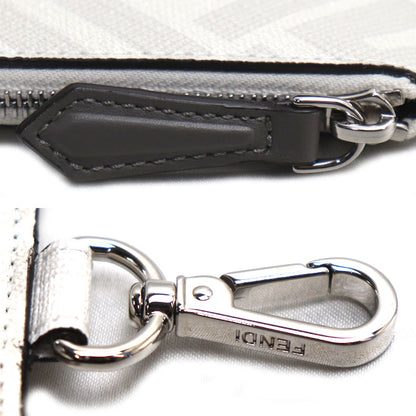 FENDI フェンディ ズッカ カードケース コインケース グレー ホワイト レッド 7M0343 メンズ【中古】【美品】