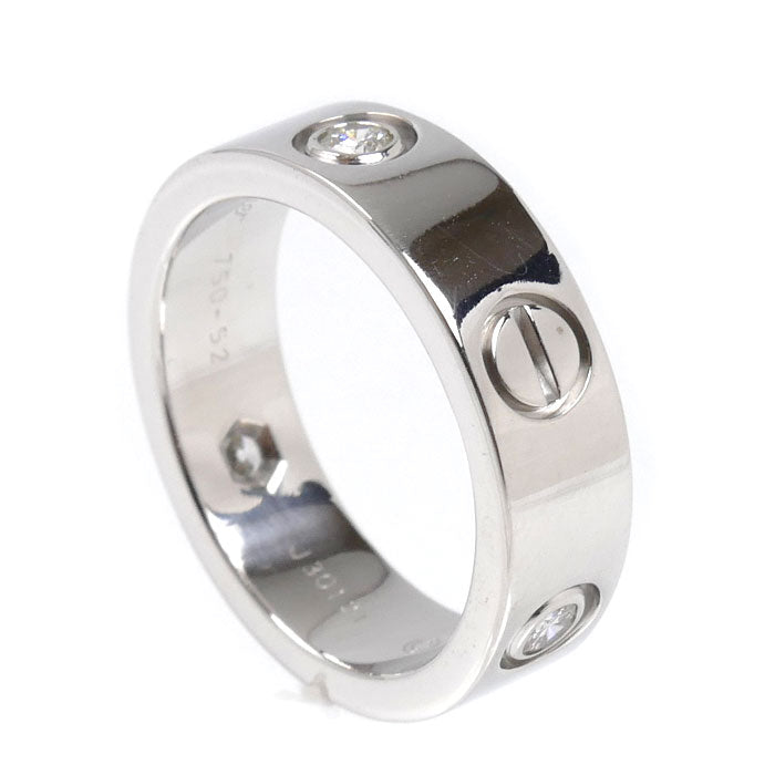 CARTIER カルティエ K18WG ホワイトゴールド ラブリング ハーフダイヤ リング・指輪 ダイヤモンド 12号 52 8.7g レディース【中古】【美品】