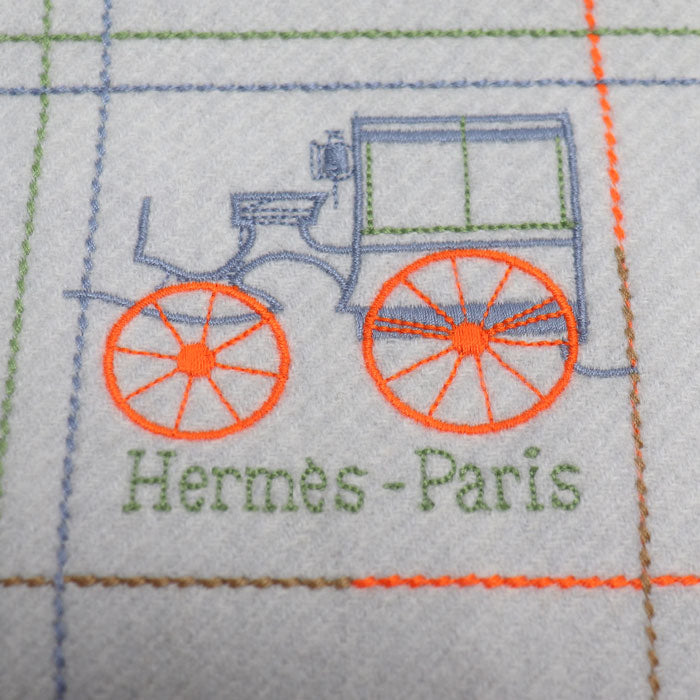 HERMES エルメス グラン・ブロデ・ベルリンヌ マフラー グレー グリ・デュ・ノール H259149S 01 レディース【中古】【美品】