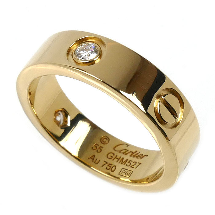 CARTIER カルティエ K18YG イエローゴールド ラブリング ハーフダイヤ リング・指輪 B4032455 ダイヤモンド 15号 55 8.9g レディース【中古】【美品】