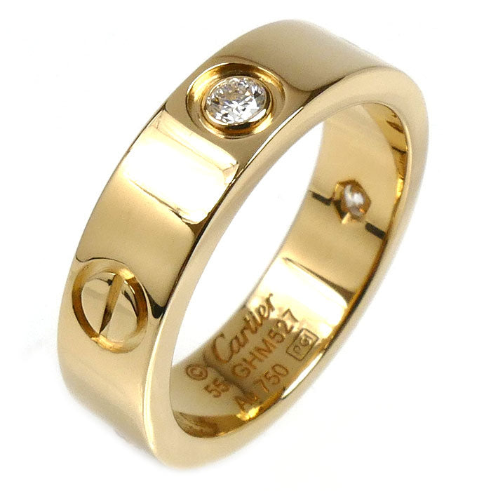 CARTIER カルティエ K18YG イエローゴールド ラブリング ハーフダイヤ リング・指輪 B4032455 ダイヤモンド 15号 55 8.9g レディース【中古】【美品】