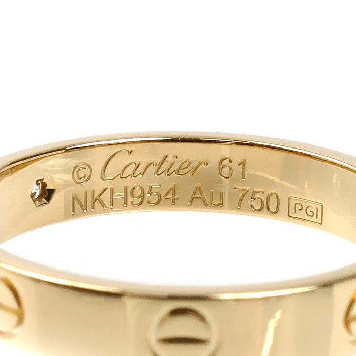 CARTIER カルティエ K18YG イエローゴールド ミニラブ 1Pダイヤ リング・指輪 B4056161 ダイヤモンド 21号 61 5.2g レディース【中古】【美品】