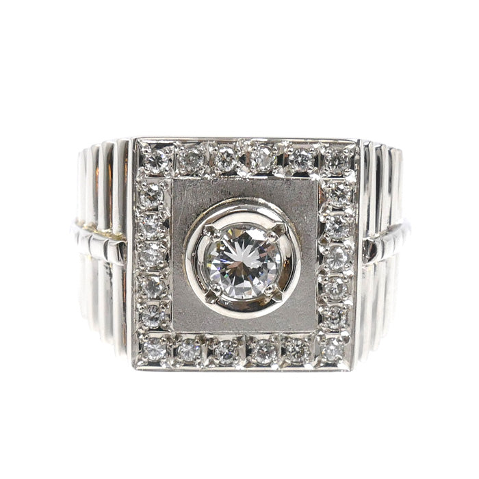 Pt900プラチナ リング・指輪 ダイヤモンド0.43ct/0.38ct 22号 38.5g メンズ【中古】【美品】