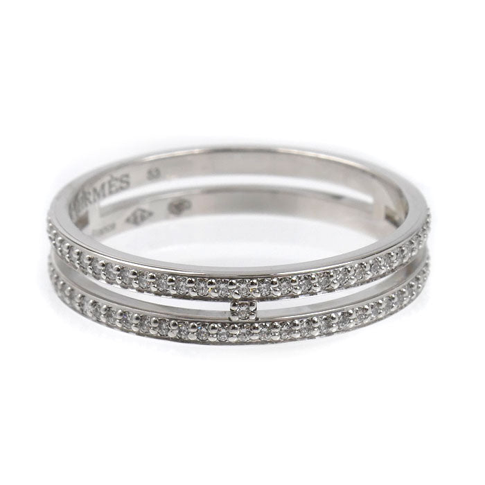 HERMES エルメス K18WG ホワイトゴールド アリアンヌPM ダイヤ リング・指輪 H119698B 00053 ダイヤモンド 13号 53 2.6g レディース【中古】【美品】