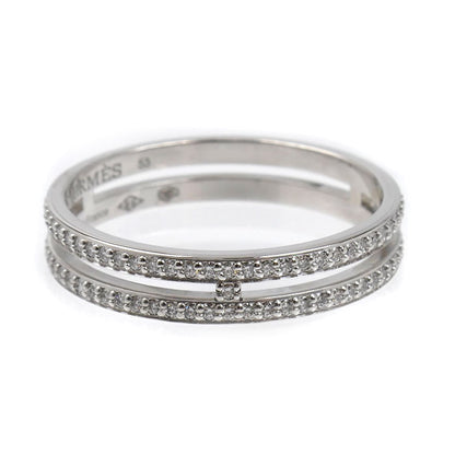 HERMES エルメス K18WG ホワイトゴールド アリアンヌPM ダイヤ リング・指輪 H119698B 00053 ダイヤモンド 13号 53 2.6g レディース【中古】【美品】