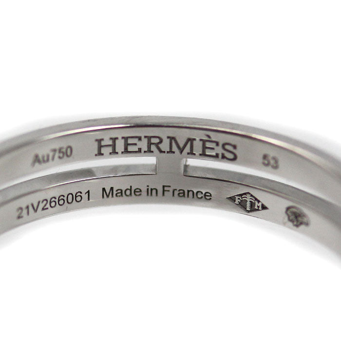 HERMES エルメス K18WG ホワイトゴールド アリアンヌPM ダイヤ リング・指輪 H119698B 00053 ダイヤモンド 13号 53 2.6g レディース【中古】【美品】