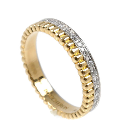 Boucheron ブシュロン K18YG イエローゴールド K18WG ホワイトゴールド キャトル ラディアント ハーフ フルパヴェ リング・指輪 JAL00134 ダイヤモンド 9.5号 50 3.3g レディース【中古】【美品】