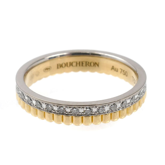 Boucheron ブシュロン K18YG イエローゴールド K18WG ホワイトゴールド キャトル ラディアント ハーフ フルパヴェ リング・指輪 JAL00134 ダイヤモンド 9.5号 50 3.3g レディース【中古】【美品】