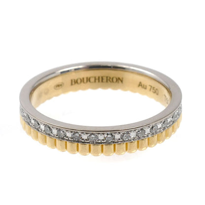 Boucheron ブシュロン K18YG イエローゴールド K18WG ホワイトゴールド キャトル ラディアント ハーフ フルパヴェ リング・指輪 JAL00134 ダイヤモンド 9.5号 50 3.3g レディース【中古】【美品】