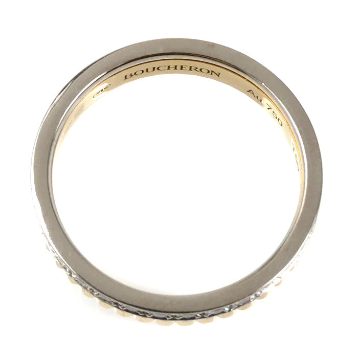 Boucheron ブシュロン K18YG イエローゴールド K18WG ホワイトゴールド キャトル ラディアント ハーフ フルパヴェ リング・指輪 JAL00134 ダイヤモンド 9.5号 50 3.3g レディース【中古】【美品】
