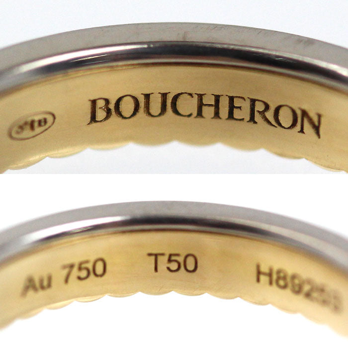 Boucheron ブシュロン K18YG イエローゴールド K18WG ホワイトゴールド キャトル ラディアント ハーフ フルパヴェ リング・指輪 JAL00134 ダイヤモンド 9.5号 50 3.3g レディース【中古】【美品】