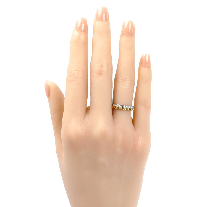 Boucheron ブシュロン K18YG イエローゴールド K18WG ホワイトゴールド キャトル ラディアント ハーフ フルパヴェ リング・指輪 JAL00134 ダイヤモンド 9.5号 50 3.3g レディース【中古】【美品】