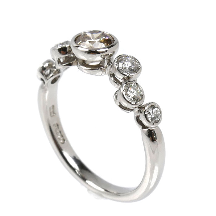 KASHIKEY カシケイ Pt900プラチナ ベゼル リング・指輪 ダイヤモンド0.39ct/0.20ct 8号 3.5g レディース【中古】【美品】