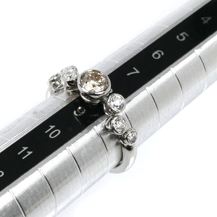 KASHIKEY カシケイ Pt900プラチナ ベゼル リング・指輪 ダイヤモンド0.39ct/0.20ct 8号 3.5g レディース【中古】【美品】