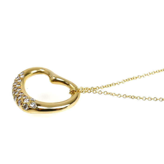 TIFFANY&Co. ティファニー K18YG イエローゴールド オープンハート ダイヤ ネックレス ダイヤモンド 8.2g 40cm レディース【中古】【美品】