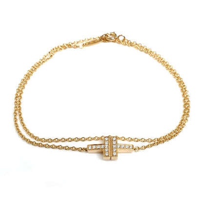 TIFFANY&Co. ティファニー K18PG ピンクゴールド T TWO ダイヤ ブレスレット ダイヤモンド 3.9g 34cm レディース【中古】