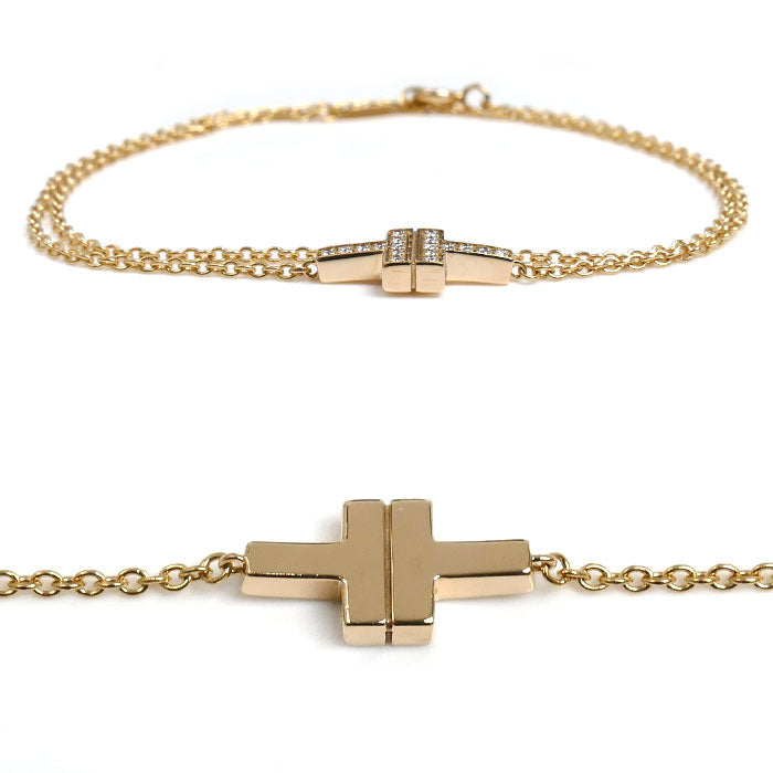TIFFANY&Co. ティファニー K18PG ピンクゴールド T TWO ダイヤ ブレスレット ダイヤモンド 3.9g 34cm レディース【中古】