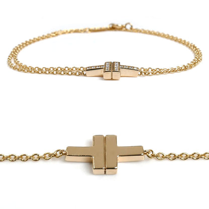 TIFFANY&Co. ティファニー K18PG ピンクゴールド T TWO ダイヤ ブレスレット ダイヤモンド 3.9g 34cm レディース【中古】