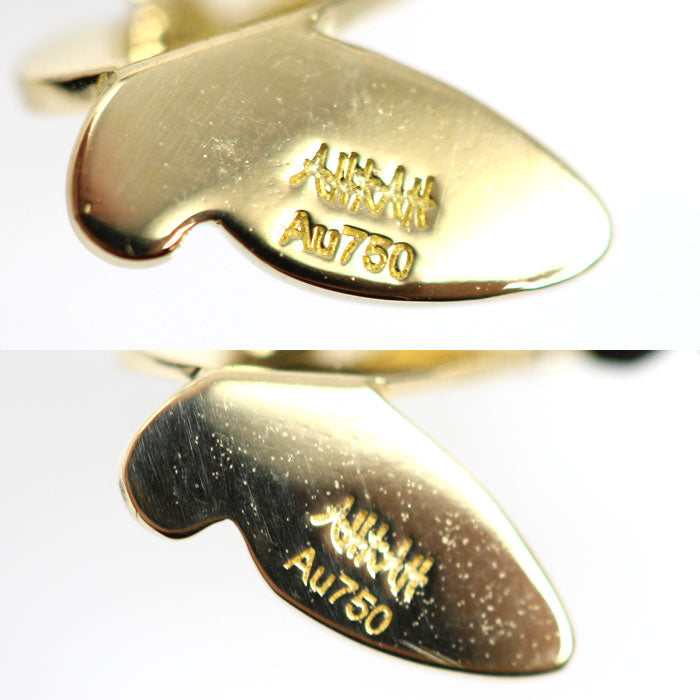 AHKAH アーカー K18YG イエローゴールド 蝶 ピアス AK1421010400 2.1g セット売り レディース【中古】【美品】