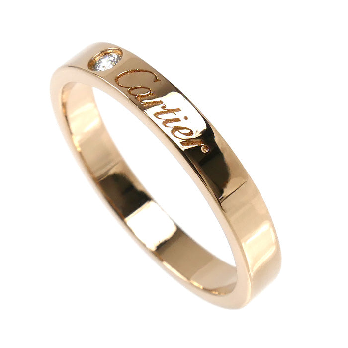 CARTIER カルティエ K18PG ピンクゴールド エングレーブド 1Pダイヤ リング・指輪 B4086455 ダイヤモンド 15号 55 3.7g レディース【中古】【美品】